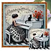 (Multi Style)Piano Girl-Full Embroidery 3 strands 11CT Stamped Cross Stitch-50*50CM