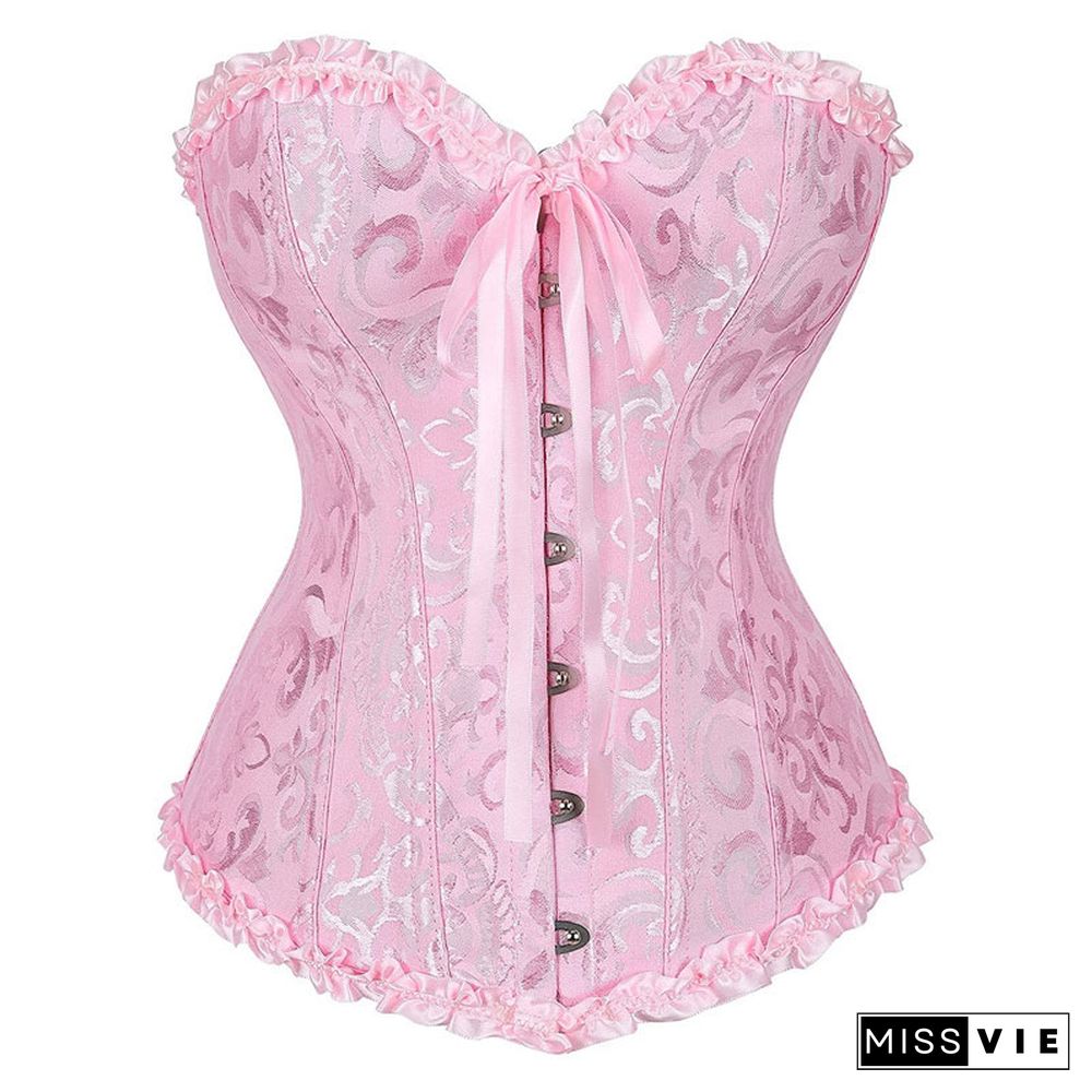 Button Front Bow-knot Sexy Corset Tops