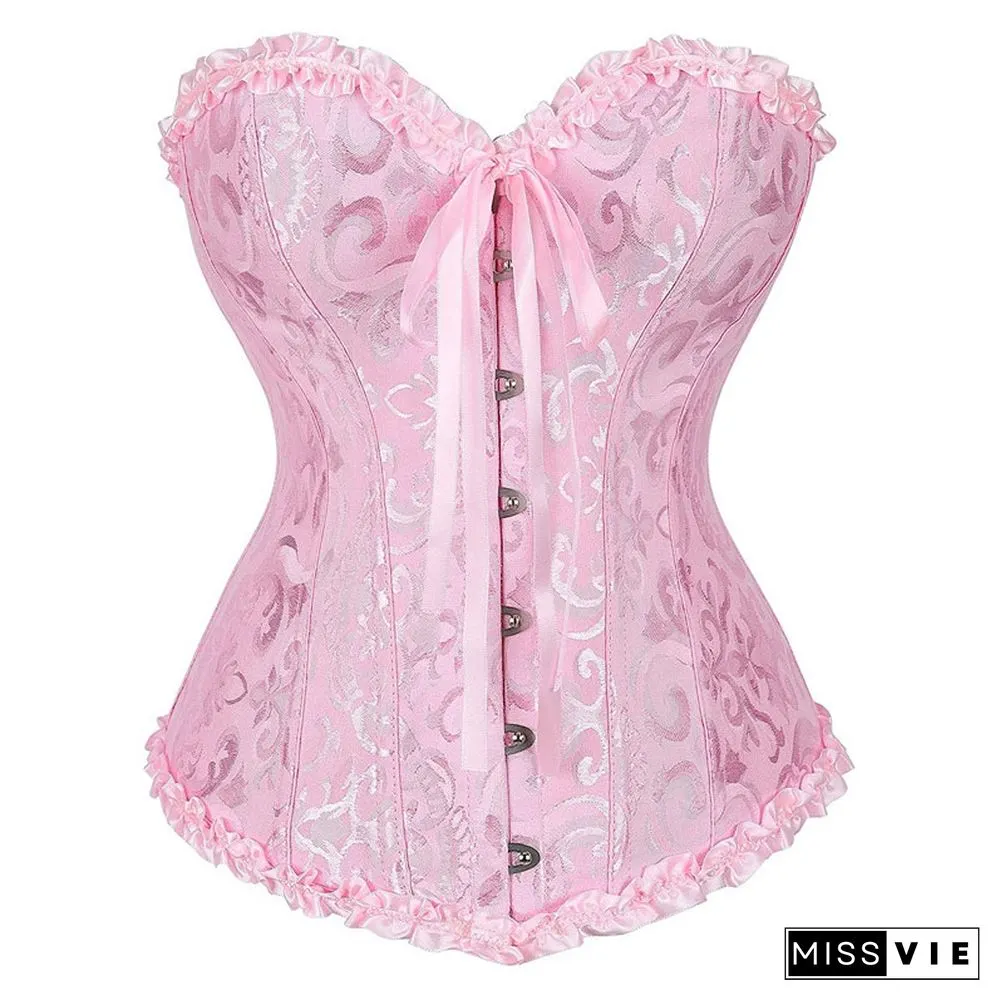 Button Front Bow-knot Sexy Corset Tops