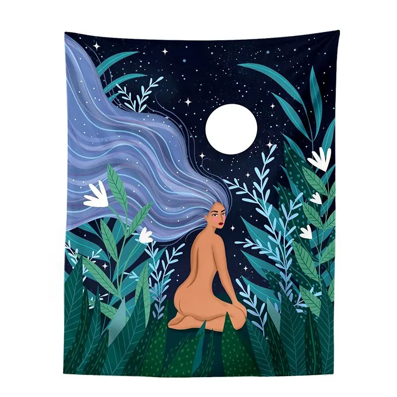 Indian Moon Phase Girl Mandala Tapestry Wall Hanging Boho decor macrame hippie Witchcraft Tapestry wall decoration cloth