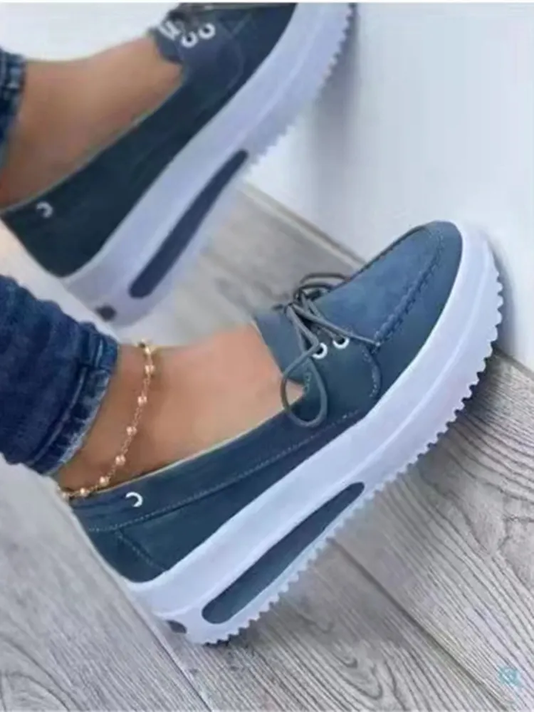 Qengg 2022 New Thick-soled Women's Sports Shoes Fashion Casual Comfortable Slip-on Flat Shoes Women's Heightening Vulcanized Shoes