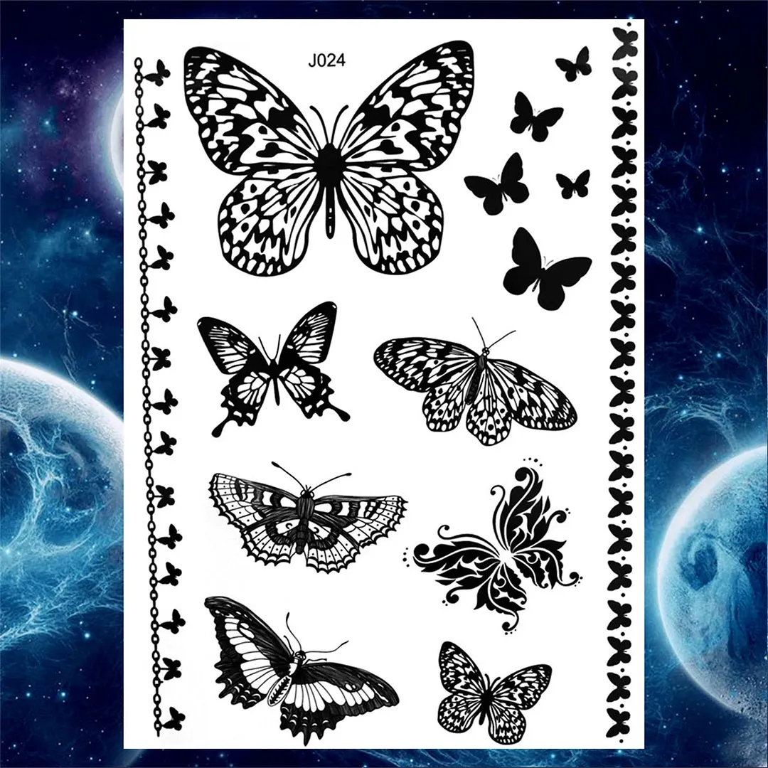 Sexy Black Henna Temporary Tattoos For Women Girls Lotus Flower Lace Tattoo Sticker Fake Jewelry Mandala Body Chest Tatoos Paper