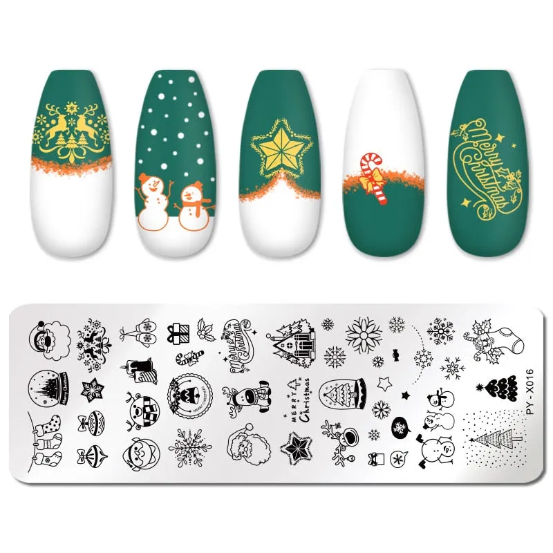 PICT YOU Christmas Nail Stamping Plates Snowflake Festival Pattern Nail Art Image Plates Nail Printing Stencil Templates-Nail Inspo