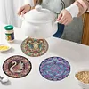 4Pcs Wooden Animals Abstract DIY Diamond Painting Placemats with Holder