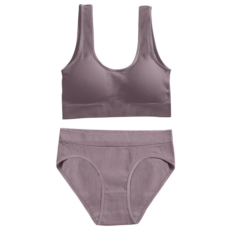 New Sexy Women Lingerie Underwear Camis And Panty Set Top Bra Set Ultra-thin Bras For Woman Cropped Top Underpants 6 Solid Color