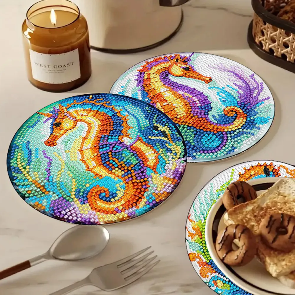 DIY Diamond Dot Kits Seahorses Diamond Painting Placemats Projects for Beginners