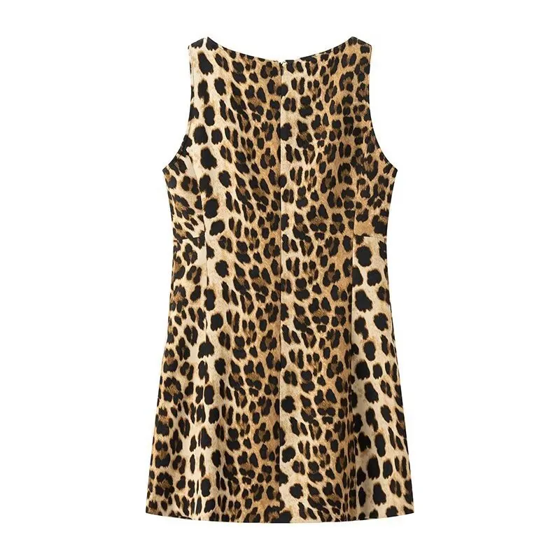 Churchf Churchf Summer 2024 Women's Sleeveless High Waist Animal Print Dress