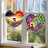 (US Local)3Pcs Sunrise Peacock Girl Diamond Painting Hanging Pendant for Garden Window