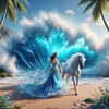 Beach Dress Girl-11CT Stamped Cross Stitch 40*40/45*45cm