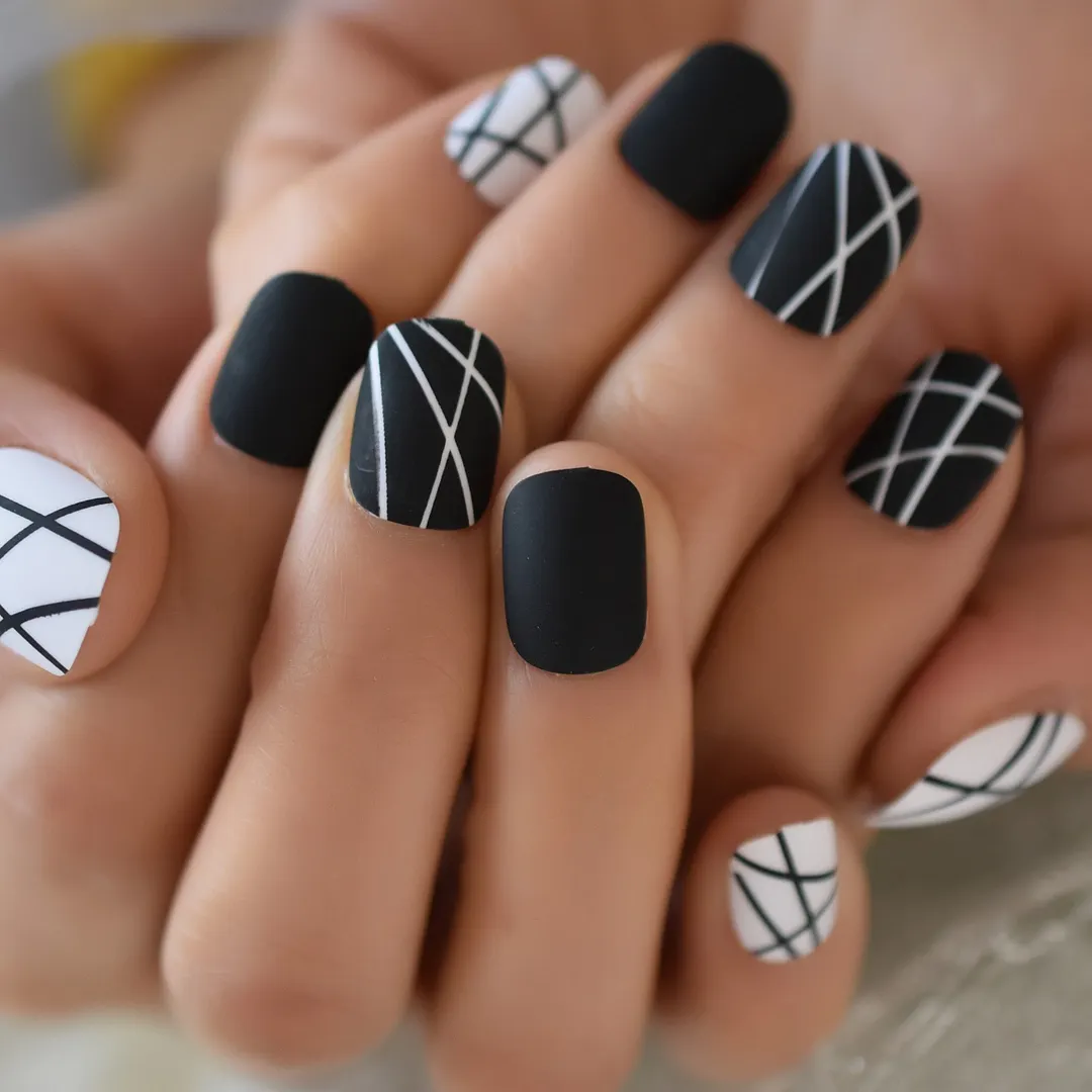 Nude Pink False Stick On Nails Natural French Miancure Short Lady's Nails Tips Acrylic Gel Fake Nail Set 24pcs-Nail Inspo