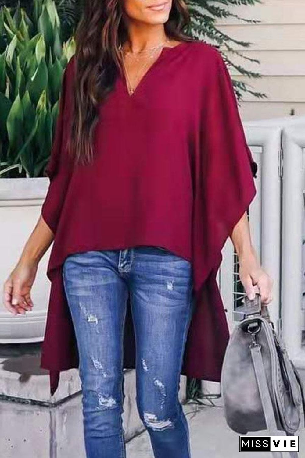 V-neck Loose Raglan Top (5 Colors) P16268