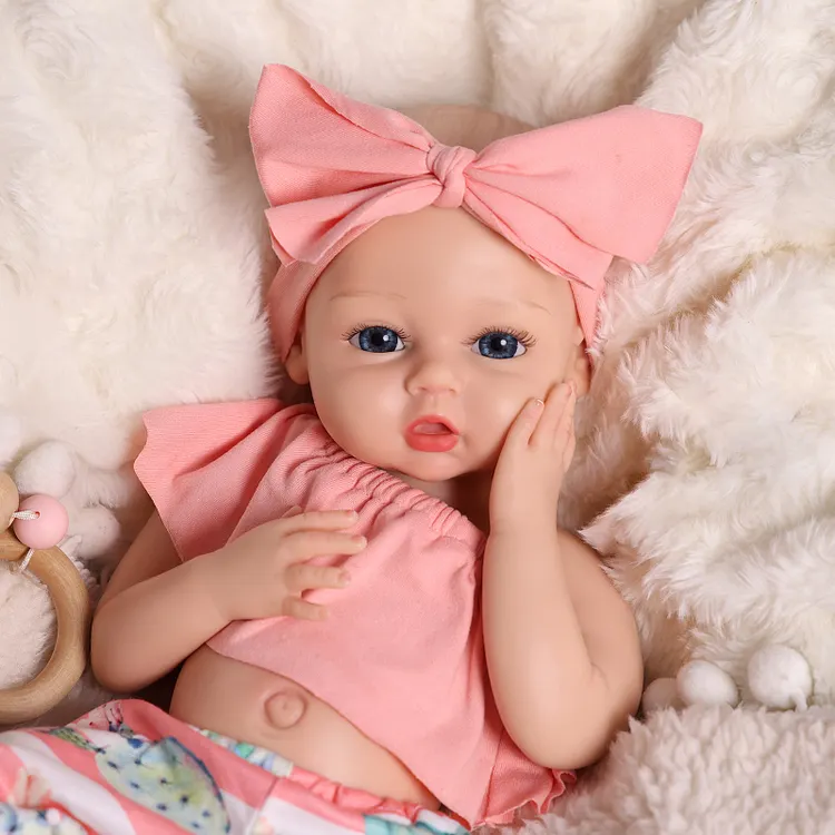 Babeside Phoebe 16" Realistic Silicone Quiet Baby Little Infant Girl Companion For Emotional Care