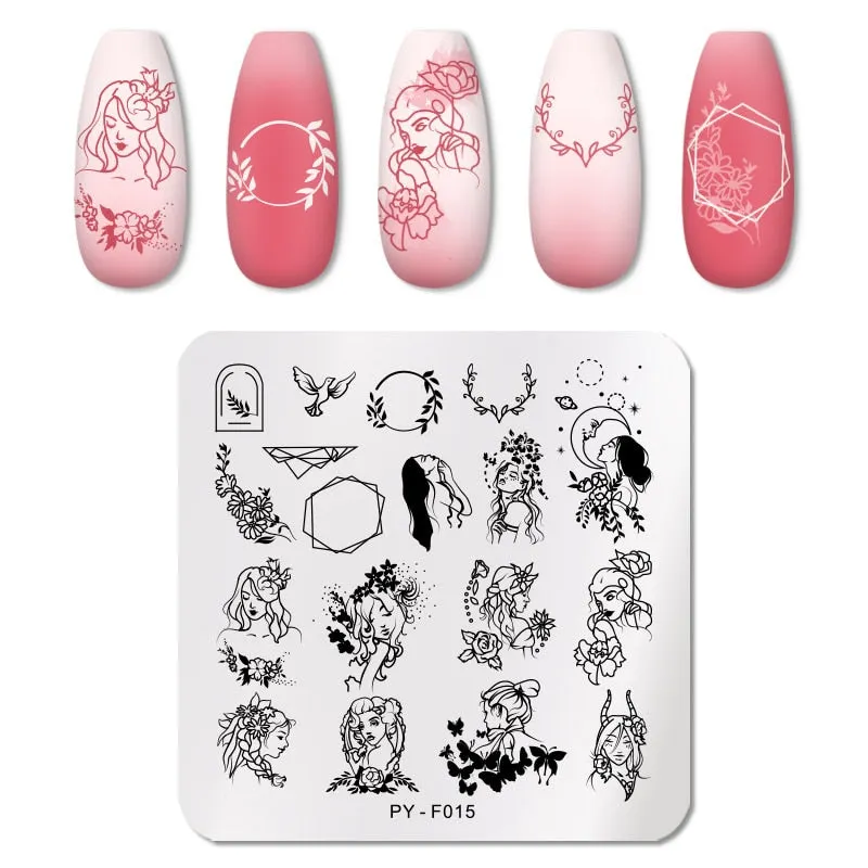 PICT YOU Nail Stamping Plates Flower Plant Pattern Nail Art Plate Stencil Stainless Steel Line Pictures Theme Image Plates Mold-Nail Inspo
