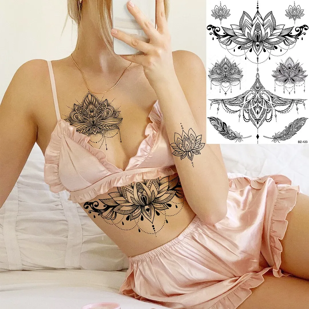 Sdrawing Halloween Skeleton Skull Vampire Temporary Tattoos For Women Adult Rose Flower Fake Tattoo Body Art Leg Arm Tatoo