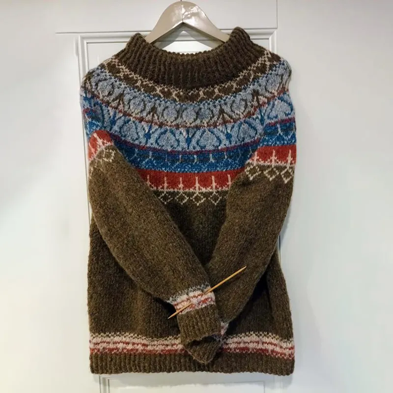 Vintage Iceland Pattern Warm Comfy Cozy Long Sleeve Sweater