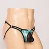 Smooth texture mesh pouch see-through cute bow men's sexy underwear