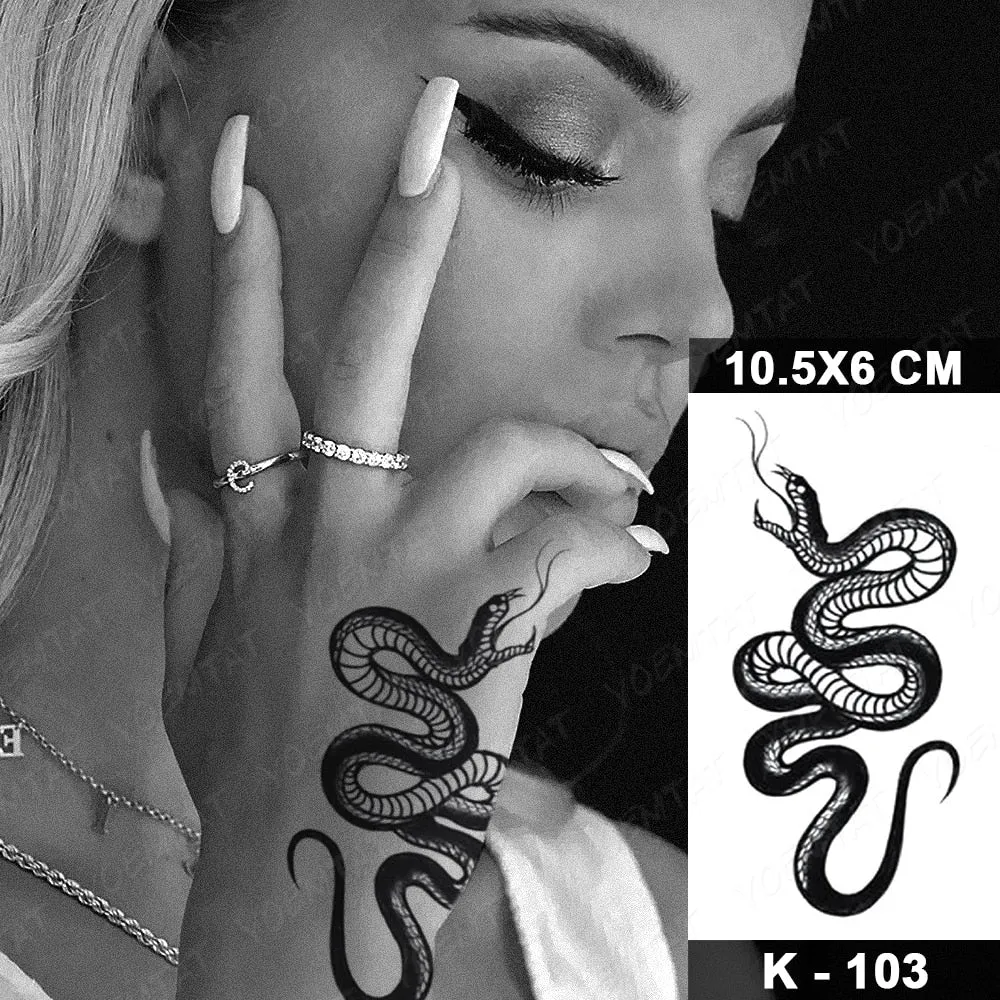 Waterproof Temporary Tattoo Sticker Black Point Line Sunflower Geometric Rose Flash Tatoo Fake Tatto For Body Art Women Men