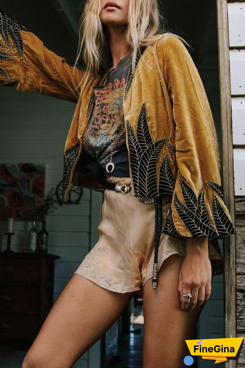 Casual Print Split Joint Cardigan Collar Outerwear