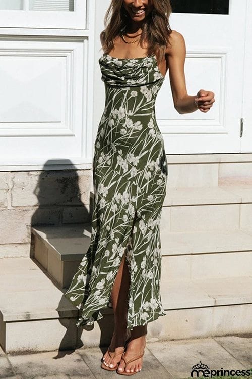 Pleated Bust SlitSlip Dress
