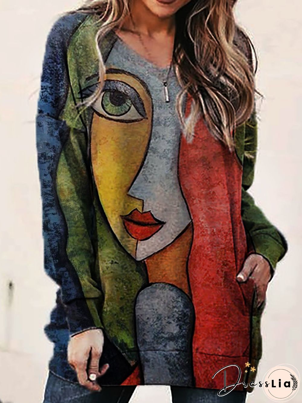 Crew Neck People Casual Shift Sweatshirt