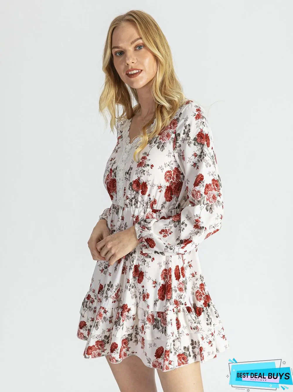 Casual V Neck Weaving Dress