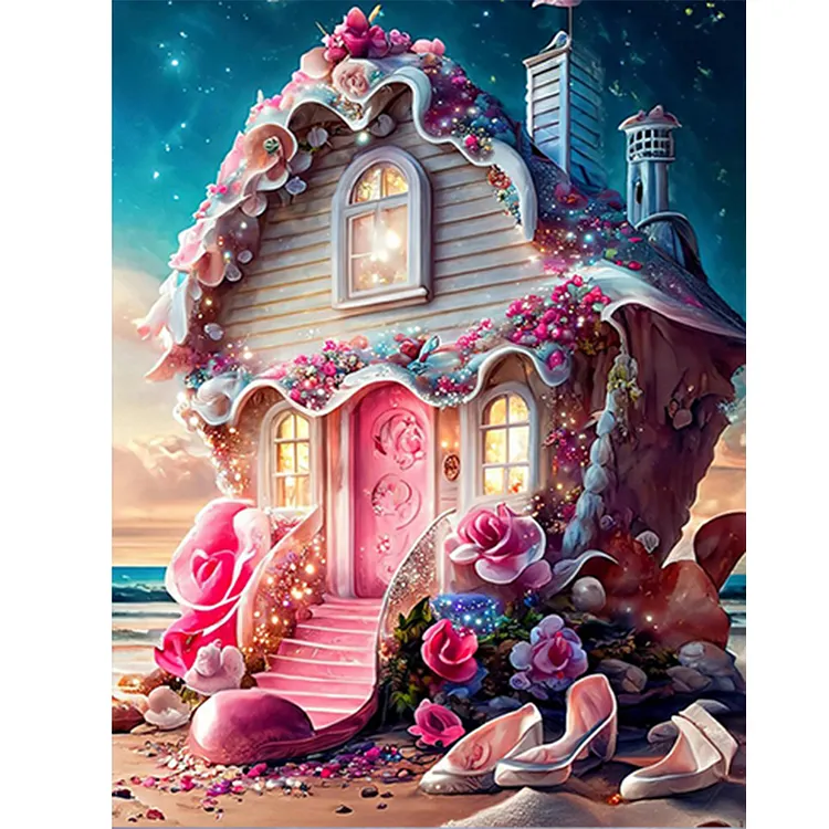 Flower House 30*40CM(Canvas) Full Round Drill Diamond Painting gbfke
