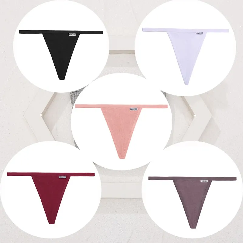 FINETOO 5PCS/Set Sexy G-string M-XL Cotton Girls Panties Women's Pantys Female Underpant Ladies Thong Lingerie Bikini Underwear