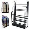 [US Local Warehouse] Fabric Roll Storage Rack 3 Tier Car Window Film Display Rack Adjustable Height Metal Vinyl Roll Storage Stand Detachable Fabric Display Organizer for Leather Rolls/Window Film/Wallpaper
