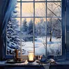 Window Snow Scene - 11CT Stamped Cross Stitch 50*50cm/19.69*19.69in