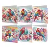(US Local)6Pcs Parrot On Tree DIY Diamond Painting Greeting Card 5D Drill Painting Card