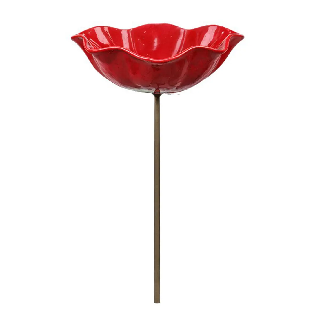 Bee Watering Station with Flower Design Bee Bath for Garden Decorative Metal Flower Garden Stake for Outdoor Yard Patio Decoration