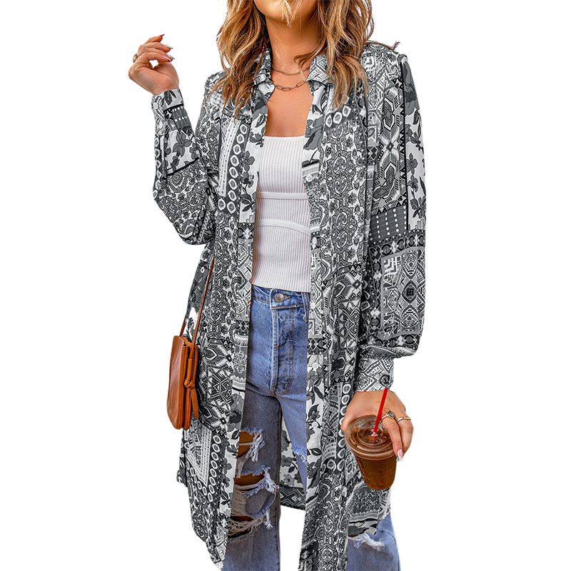 Women Ethnic Boho Autumn Natural Loose Best Sell Three Quarter H-Line Regular Other Coat