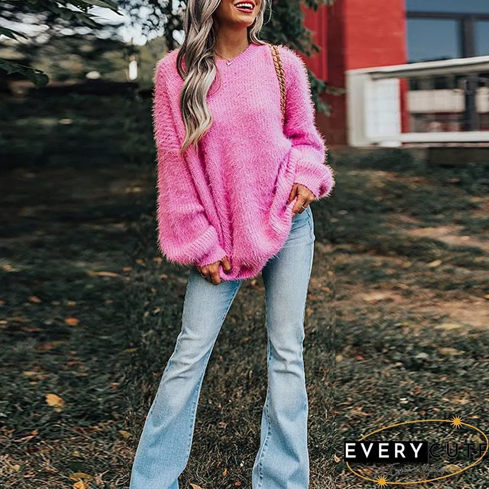 Pure Color Warm Round Neck Sweater
