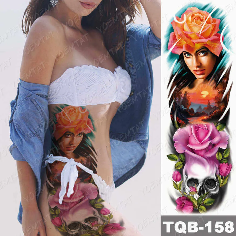 Large Arm Sleeve Tattoo Japan Samurai Waterproof Temporary Tatto Sticker Geisha Waist Leg Body Art Full Fake Tatoo Women Men