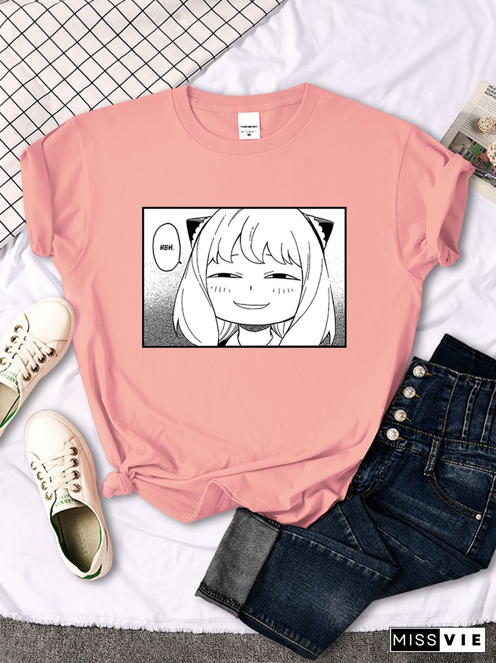 Spy X Family - Anya Heh Manga Print Women T Shirt Breathable Street Short Sleeve Hip Hop Summer Clothes Fashion Quality T-Shirt