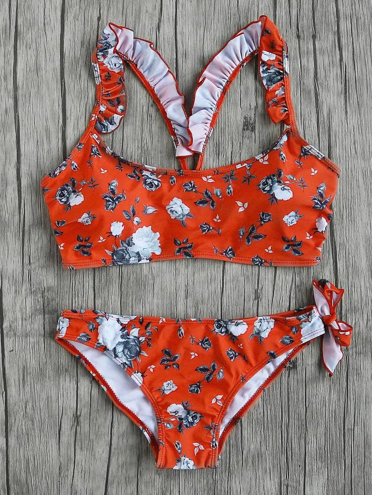 Vintage Floral Print Bikini