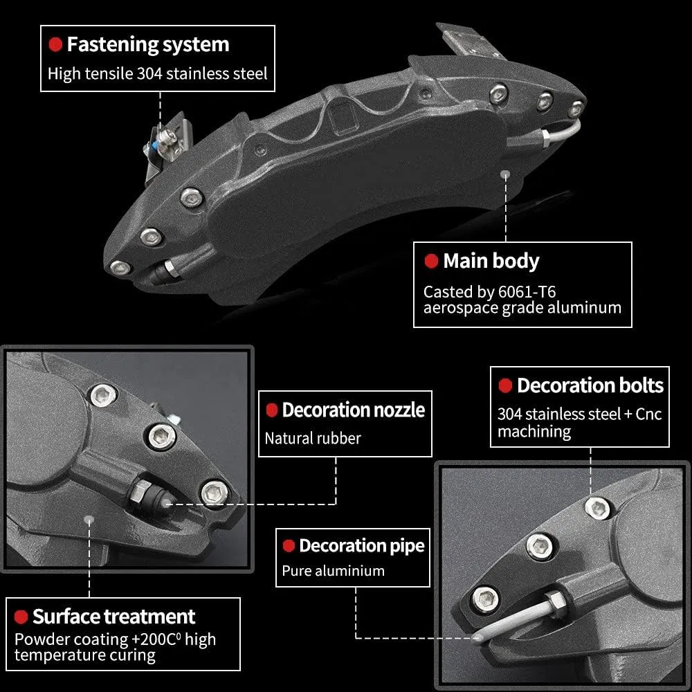 Car caliper modification: Aluminum alloy brake caliper cover decoration (aluminum alloy screw fixing type)