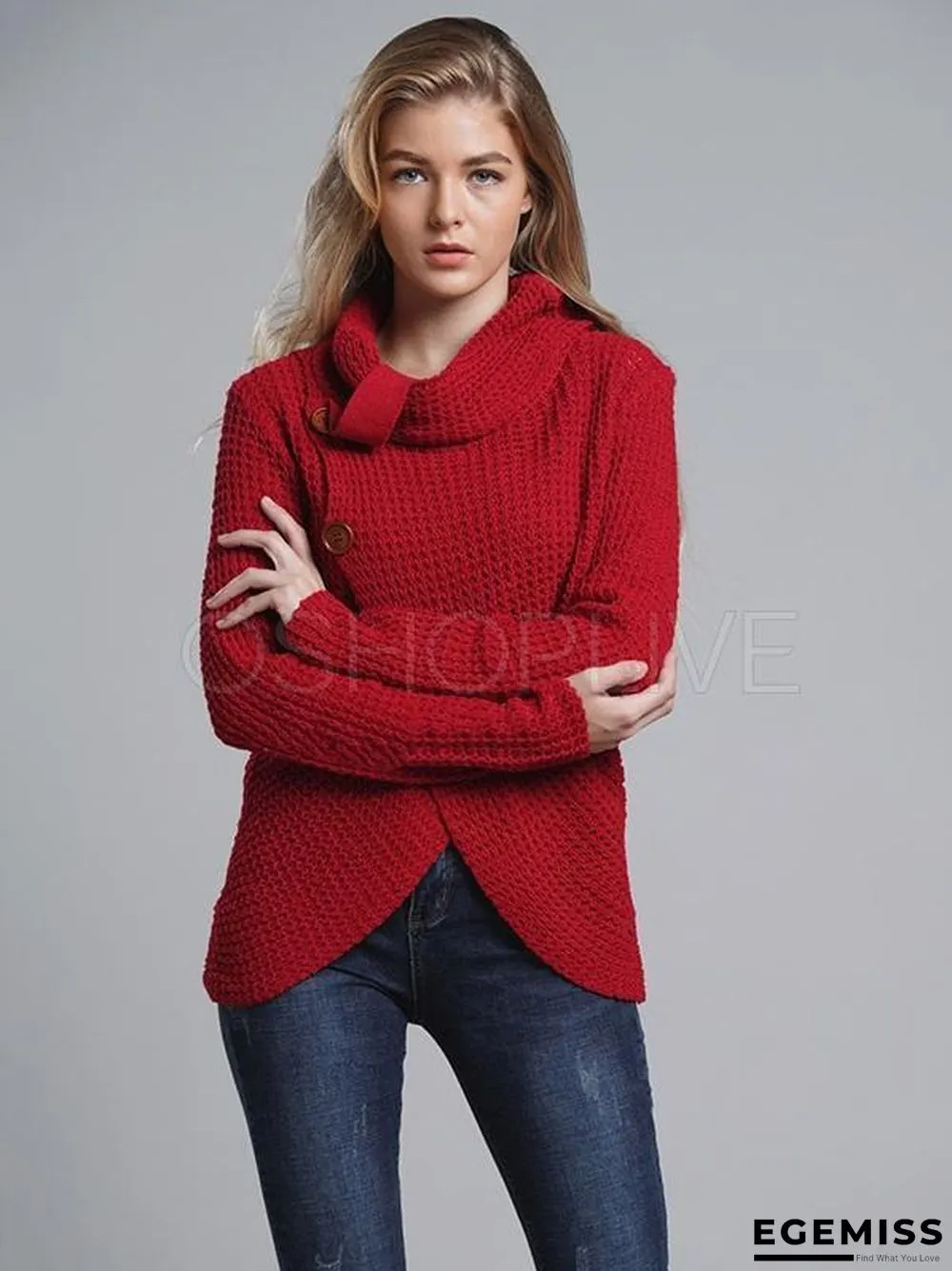 Loose Solid High-neck Knitting Sweater | EGEMISS