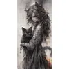 Black Cat Girl-11CT Stamped/14CT Counted Cross Stitch 50*100cm/19.69*39.37in(Big Size)