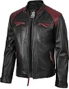 🛒fjackets Męskie kurtki sk&oacute;rzane z prawdziwej sk&oacute;ry jagnięcej &ndash; pikowana kurtka sk&oacute;rzana męska w stylu motocyklowym (Cafe Racer), zapinana na zamek
