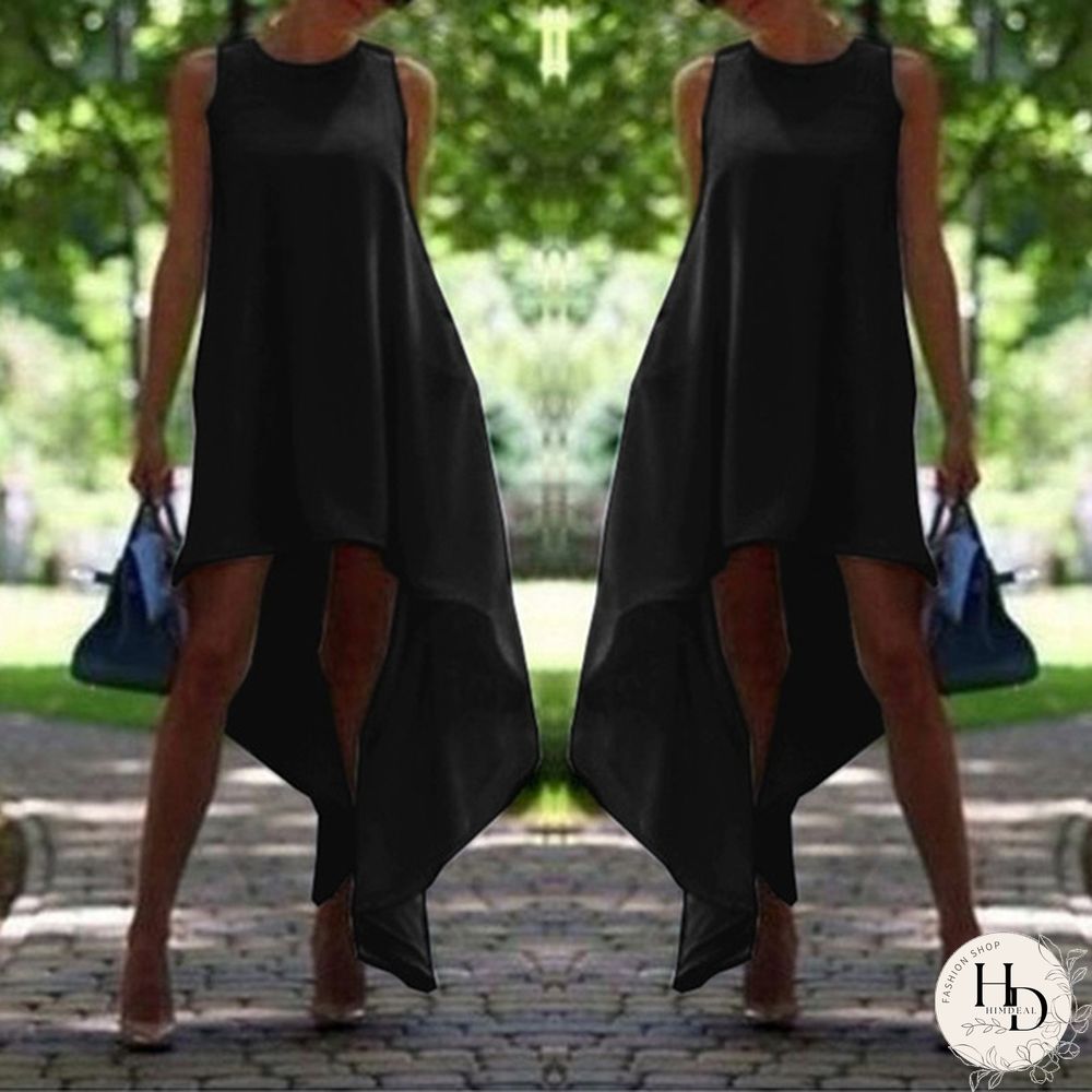 Women Summer Bohemian White Irregular Beach Dress Loose Flare Dress Tunic Female Sleeveless Beachwear Solid Boho Gowns Dresses