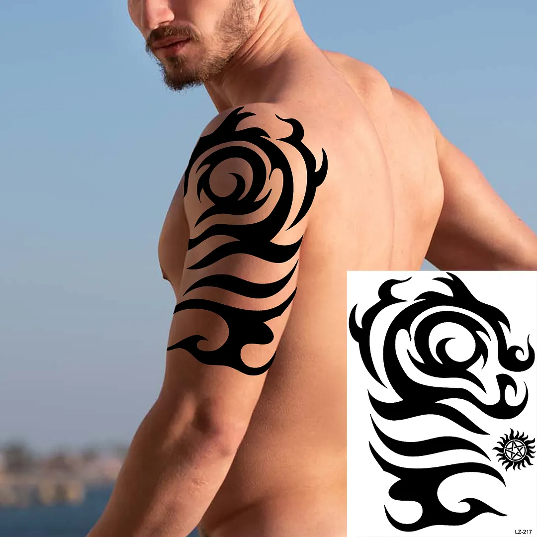 Sdrawing Large Anchor Back Octopus Pirate Skeleton Halloween Temporary Tattoos For Men Adult Compass Wings Fake Tattoo Stickers