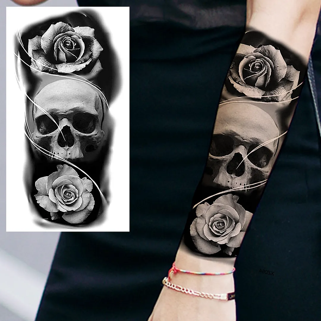 Halloween Clown Joker Scary Temporary Tattoos For Men Women Realistic Scary Lion Waterproof Tattoo Forearm Tatoos Vampire