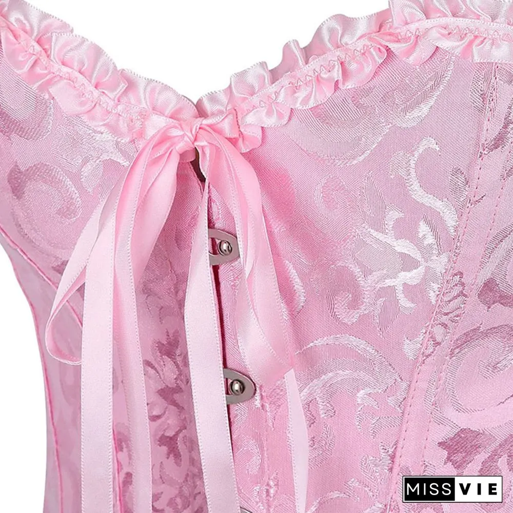Button Front Bow-knot Sexy Corset Tops