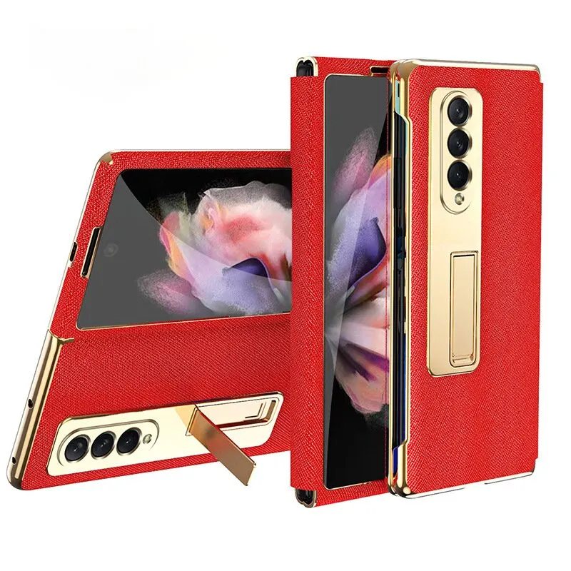 Samsung Z Fold 3/4 Hinge with Stand Tempered Film Shockproof Phone Case