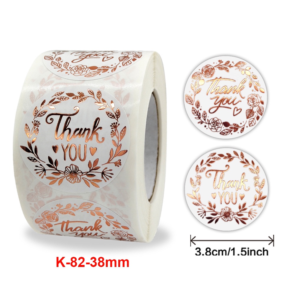 500-Pack Rose Gold Floral 'Thank You' Sticker Roll &ndash; Elegant Business & Wedding Decals