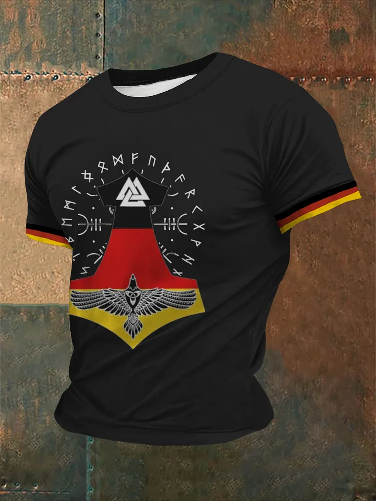 Deutsches Wikinger-Bedrucktes Kurzarm-T-Shirt f&uuml;r M&auml;nner