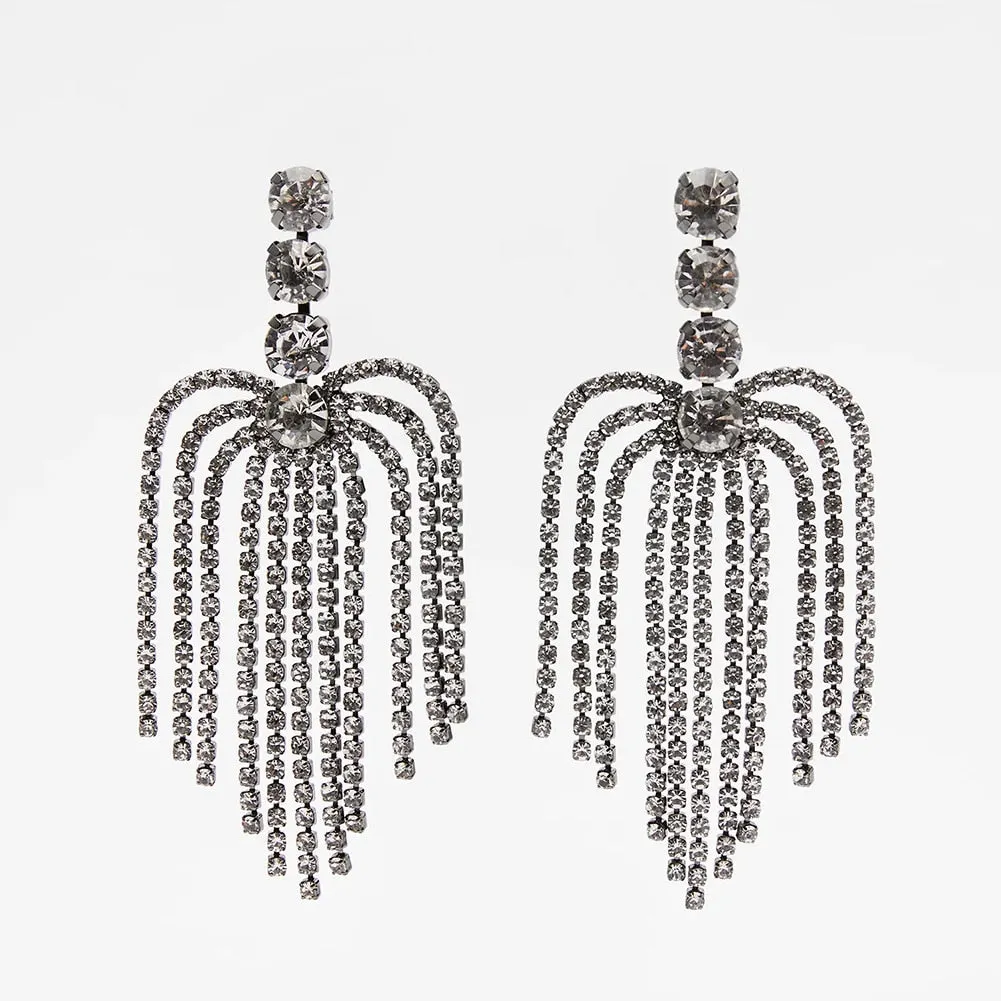 Dvacaman Bohemian Cute Fashion Animal Parrot Bird Drop Earrings Women Shiny Rhinestone Fringed Statement Tassel Earrings Jewelry