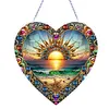 (US Local)(Upgrade Size)DIY Double Sided Effect Diamond Painting Hanging Pendant Kit (Heart Sunrise)