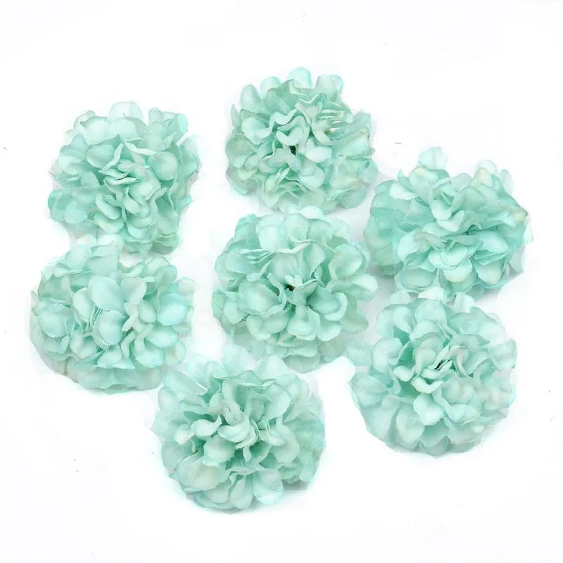 10pcs/lot Artificial Flower Silk Hydrangea Head For Wedding Decoration DIY Wreath Scrapbooking craft Cheap Fake Flowers